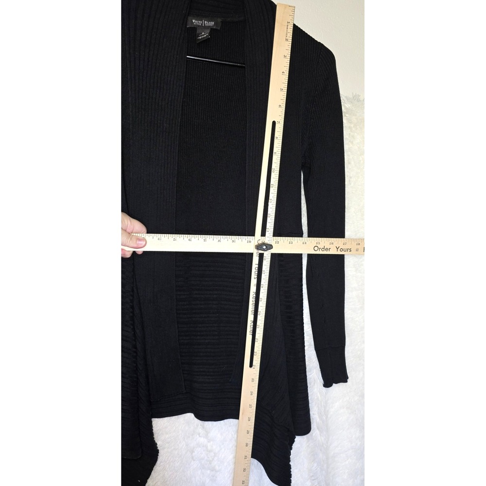 White House Black Market Streetwear Black Draped‎ Open Front Cardigan Size S - Picture 3 of 4